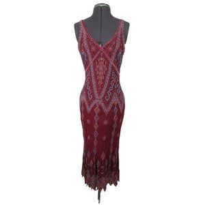 NWOT Aftershock beaded silk midi cocktail slip dress